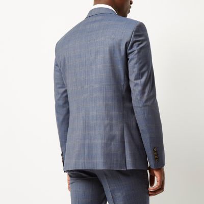 Blue checked slim Travel Suit jacket